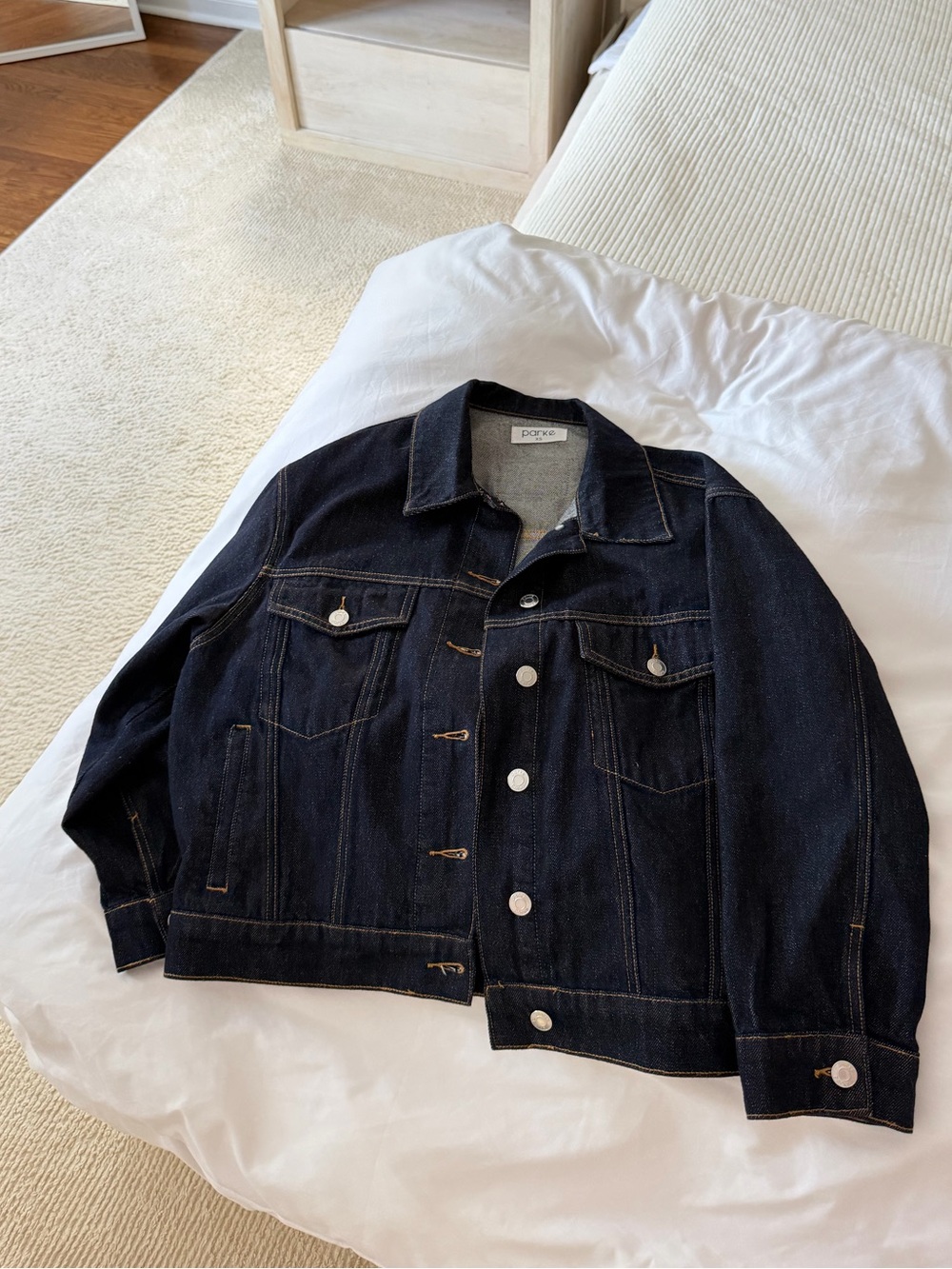 Parke Dark Indigo Denim Jacket with Contrast Stitching